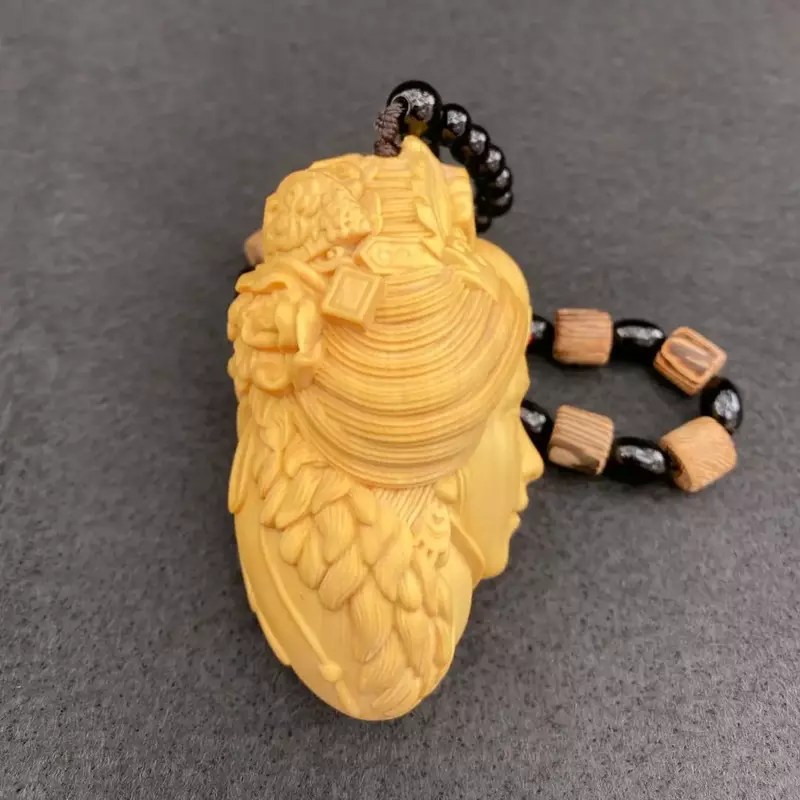 Boxwood Carving Dreams Back to Tang Dynasty Handle Classical Beauty Character Solid Wood Portable WenPlay Pendant Bag Charms