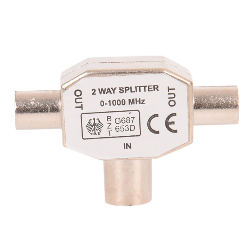 2 Way TV T Splitter Aerial Coaxial Cable Male To 2 Female Connectors Adapter Coaxial Splitter Adapter