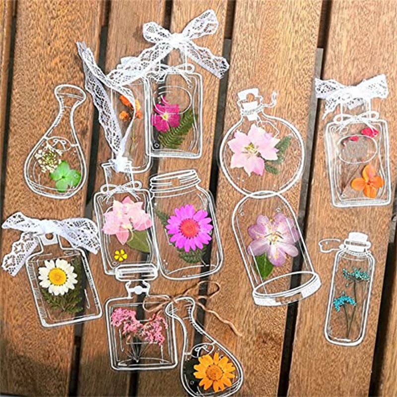 Marcapáginas de flores secas para mujer y niño, botella de marcapáginas de flores secas transparentes, marcador de flores secas DIY, apto para graduación