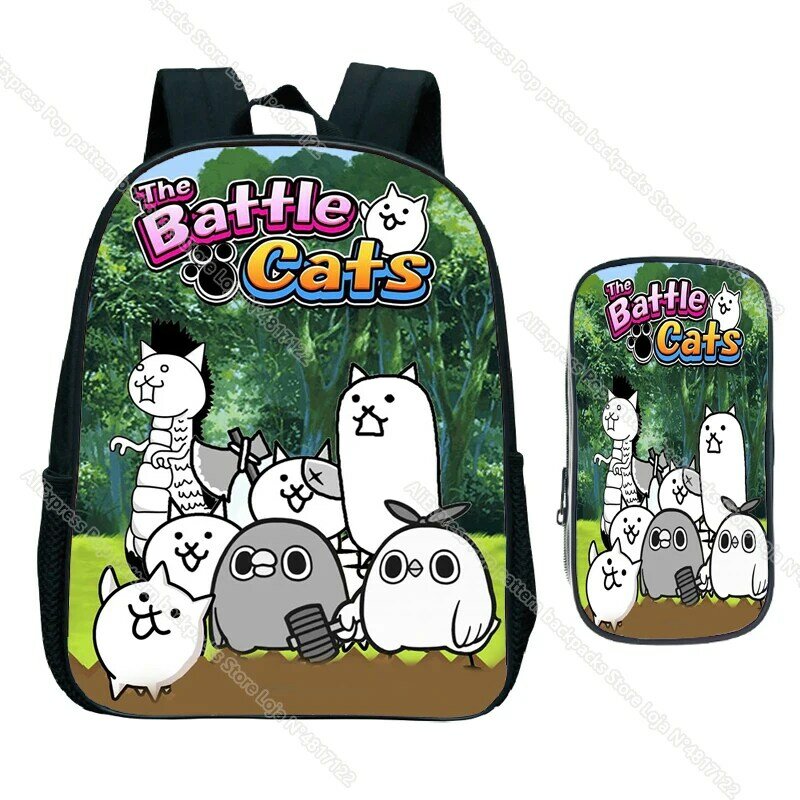 Sac à dos The Battle Cats pour enfants, sac d'école de dessin animé pour enfants, fournitures scolaires pour tout-petits de la maternelle, sacs pour bébés, ensemble de 2 pièces