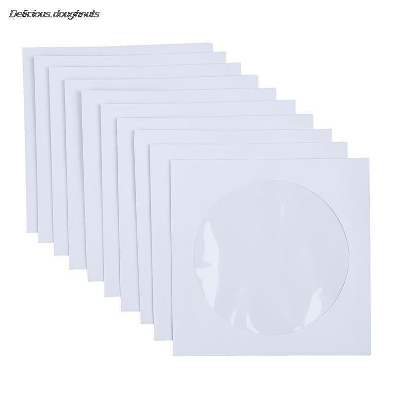 Umschläge Lagerung klare Fenster Fall Klappe weiß gefaltete Papiertüte 10/50pcs 12,5 cm CD DVD Disc Papier hüllen