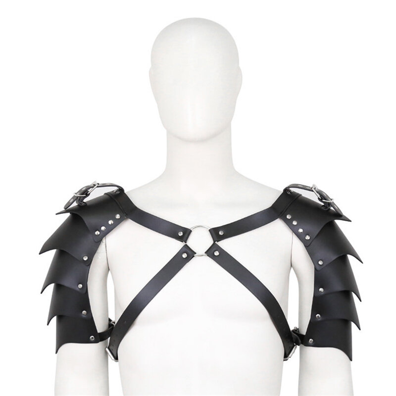 Masculino medieval traje armadura cosplay acessório vintage gótico guerreiros cavaleiros alças de ombro ajustável couro do plutônio arnês