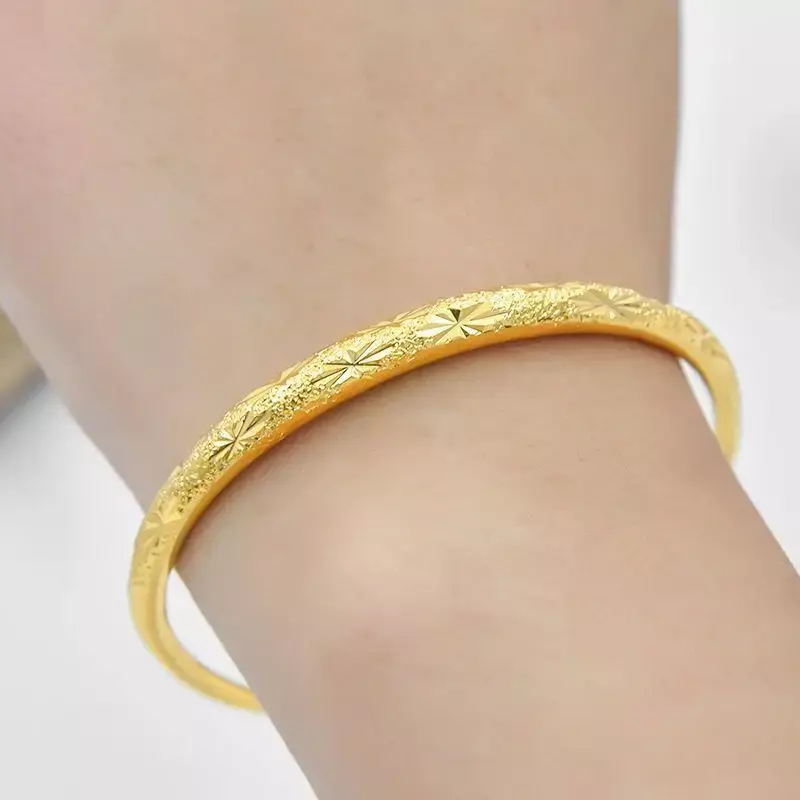 Mencheese-pulsera de color rosa para mujer, brazalete sólido de oro aluvial Real de Vietnam, joyería de regalo de boda, copia nueva, 100%