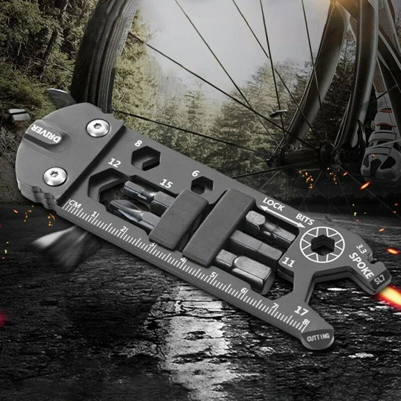 16 em 1 Chave de Fenda de Aço Inoxidável Régua Multi-função MTB Mountain Cycling Spanner Portátil Ferramentas de Reparação de Bicicletas