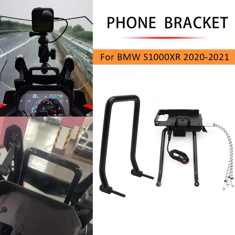 Dudukan ponsel GPS BMW, dudukan braket navigasi nirkabel USB, aksesori sepeda motor untuk BMW S1000XR S1000 XR 2020-2021
