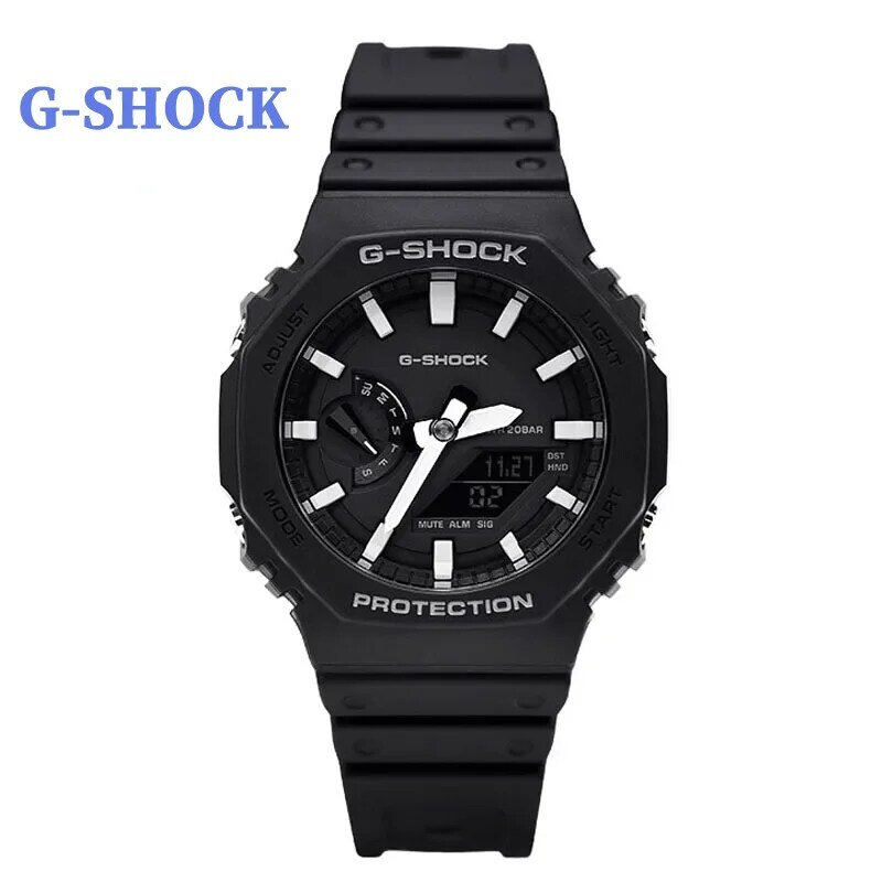 G-SHOCK 남성용 캐주얼 시계, 다기능 야외 스포츠, 충격 방지 LED 다이얼, 듀얼 디스플레이, 남성용 쿼츠 시계, GA2100