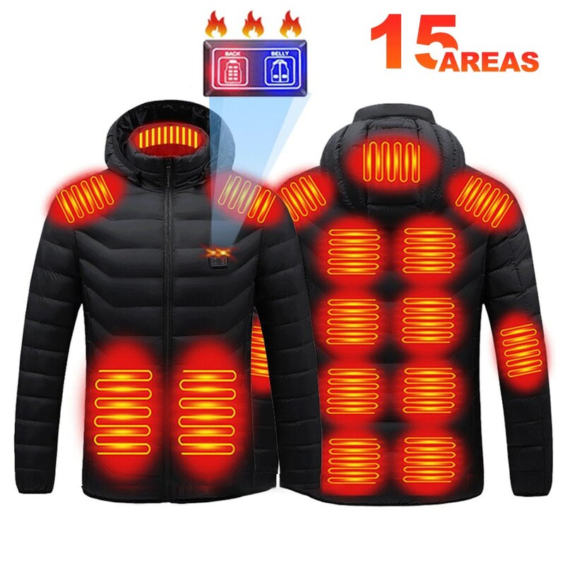 Heated Jacket Keep Warm Accessories Winter Skiing Jacket USB Rechargeable Heated Clothing 15 Zone Heated Coats Washed Man Women