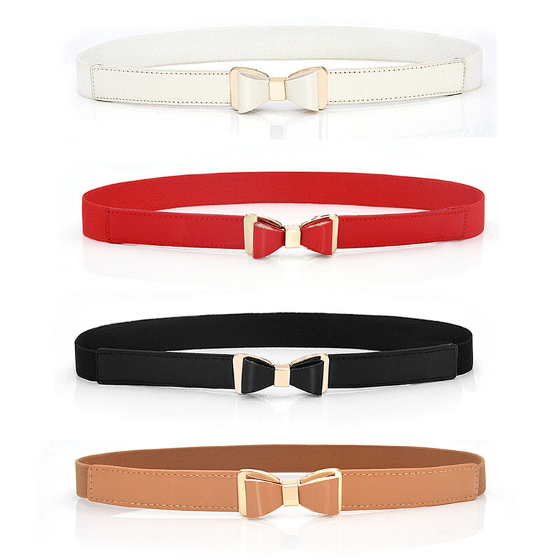1psc-Cinturón de moda para mujer, cinturón de cuero con lazo colorido de marca de lujo, 4 colores, accesorios de ropa