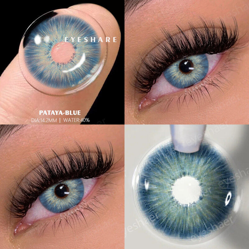 Eyeshare-lentes de contato coloridas naturais, 2pcs, cor marrom e azul, para olhos bonitos