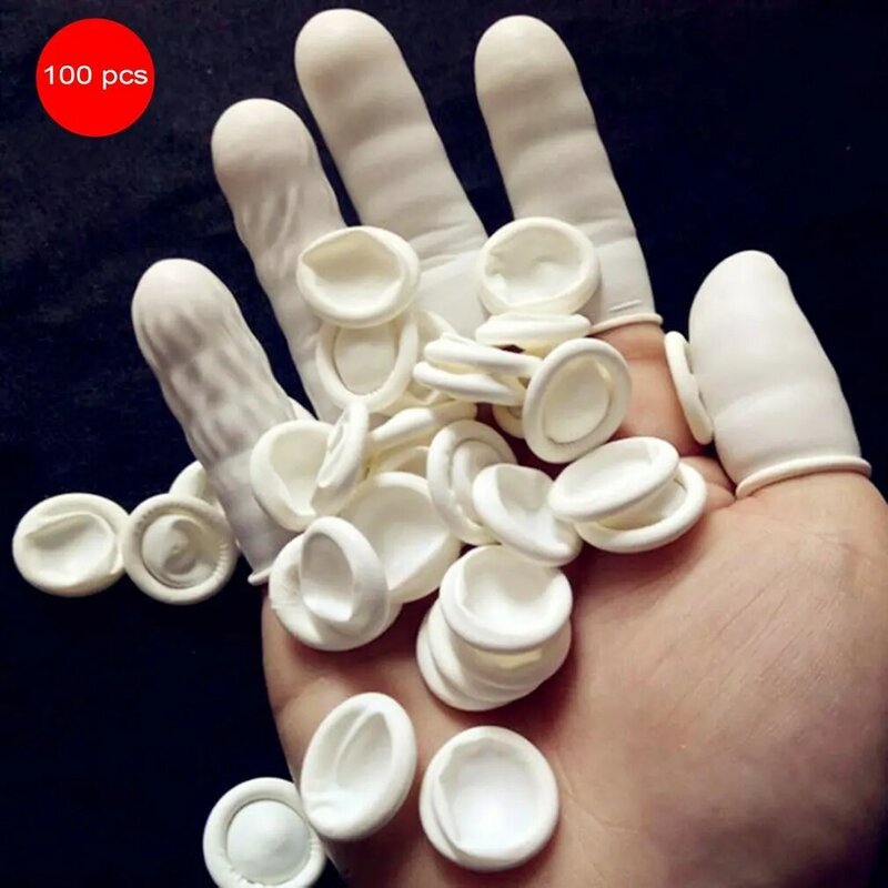 100PCS Durable Natural Latex Anti-Static Waterproof Finger Cots Practical Disposable Makeup Eyebrow Extension Gloves Tools