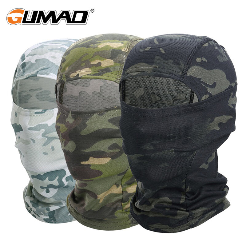 Balaclava camuflagem multicam para homens, máscara lenço facial completo, caminhadas, ciclismo, caça, exército, bicicleta, capa de cabeça militar, boné tático de airsoft