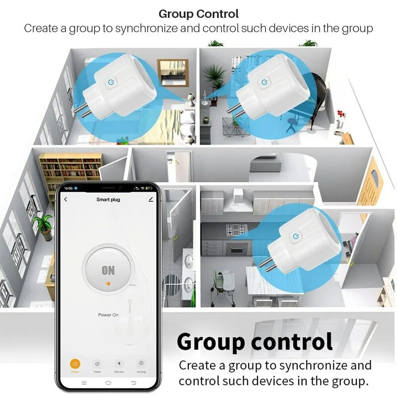 Zigbee colokan pintar Tuya soket pintar EU 16A/20A dengan Monitor daya kontrol suara waktu bekerja putih Alexa Google Home Alice