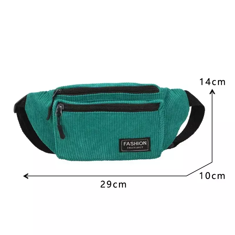 Corduroy Women's Waist Bag Small Canvas Ladies Casual Shoulder Crossbody Bags Fashion Fanny Pack Female Solid Color Chest Bag