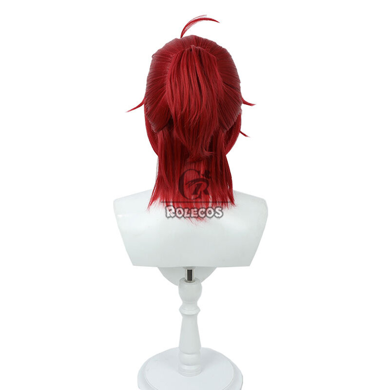 ROLECOS-pelucas de Cosplay de Luka para hombre, pelo sintético resistente al calor, color rojo, 35cm