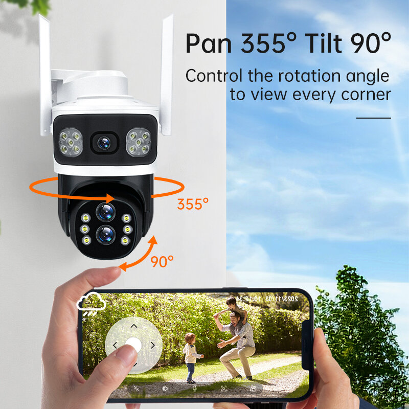 KR-Zoom optique 10x, objectif 4mp. 3 V380, connexion WIFI sans fil, pour téléphone portable, extérieur, caméra étanche IP, surveillance 360