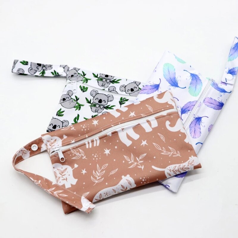 RIRI Waterproof Baby Diaper Bag Cartoon Animal Floral Print Reusable Wet Dry Nappy Zipper Handbag Stroller Carry Pack Pocket