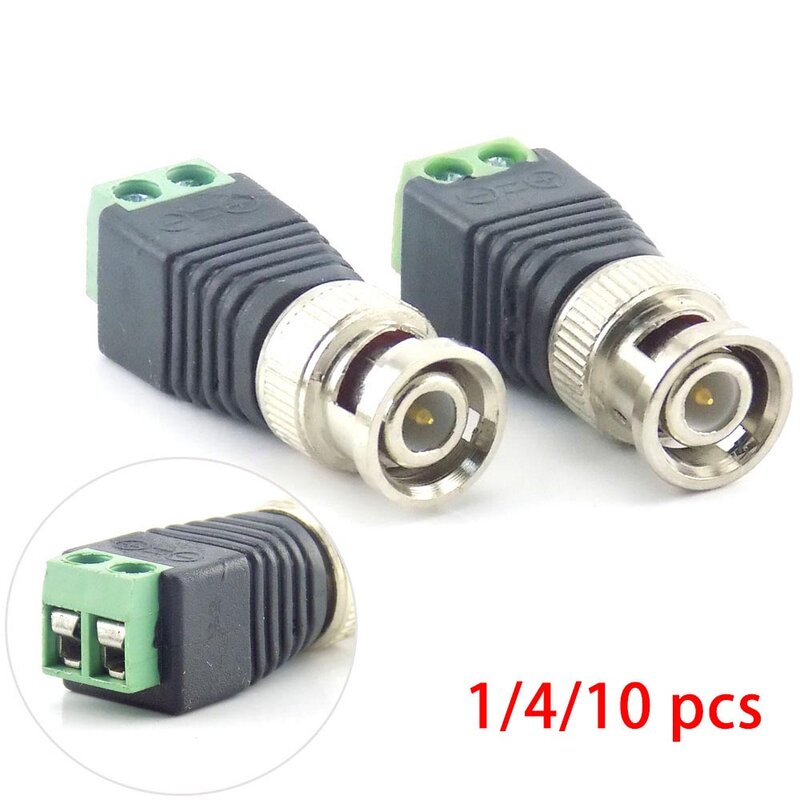 1/10pcs BNC Male Connector Coax CAT5 Adapter Plug Security System Accessories DC Surveillance for CCTV Camera Video Balun L19
