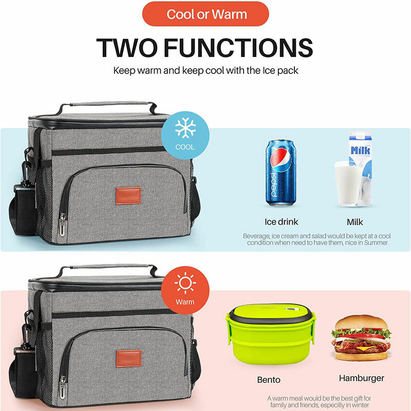 15L Portable Lunch Bags Insulated Bag Thermal Bag for Outdoor Camping Waterproof Tote Travel Picnic Cooler Bags Food Bento Bag