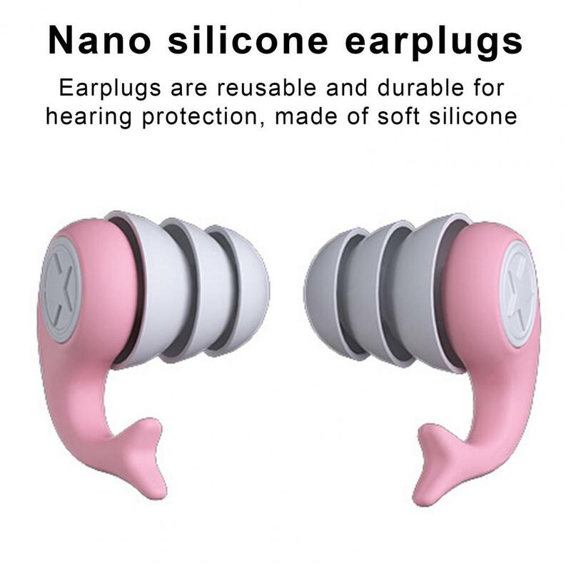Tampões auriculares reutilizáveis com cancelamento de ruído, Tampões auriculares de silicone para redução de ruído, Proteção auditiva, Design ergonômico impermeável para trabalho