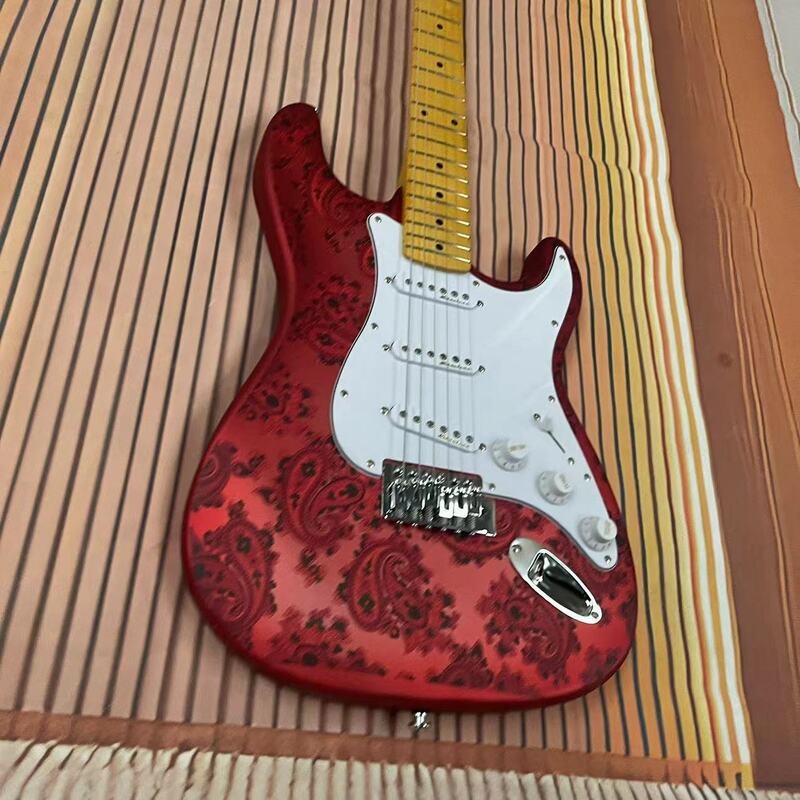 Hand-painted 6-string electric guitar, hand painted color body, maple fingerboard, maple track, real factory pictures, can be sh
