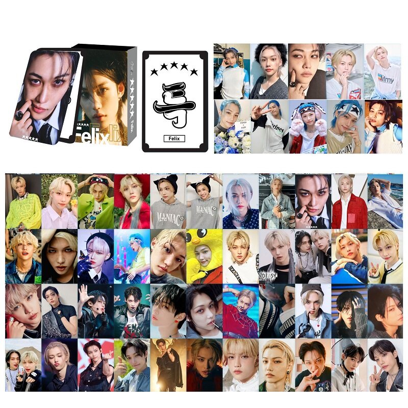 Tarjetas LOMO MAXIDENT para niños, tarjetas fotográficas de 5 estrellas, álbum de colección de Kpop Stray Kids, Felix, Hyunjin Solo, regalo para fanáticos, 55 piezas por juego