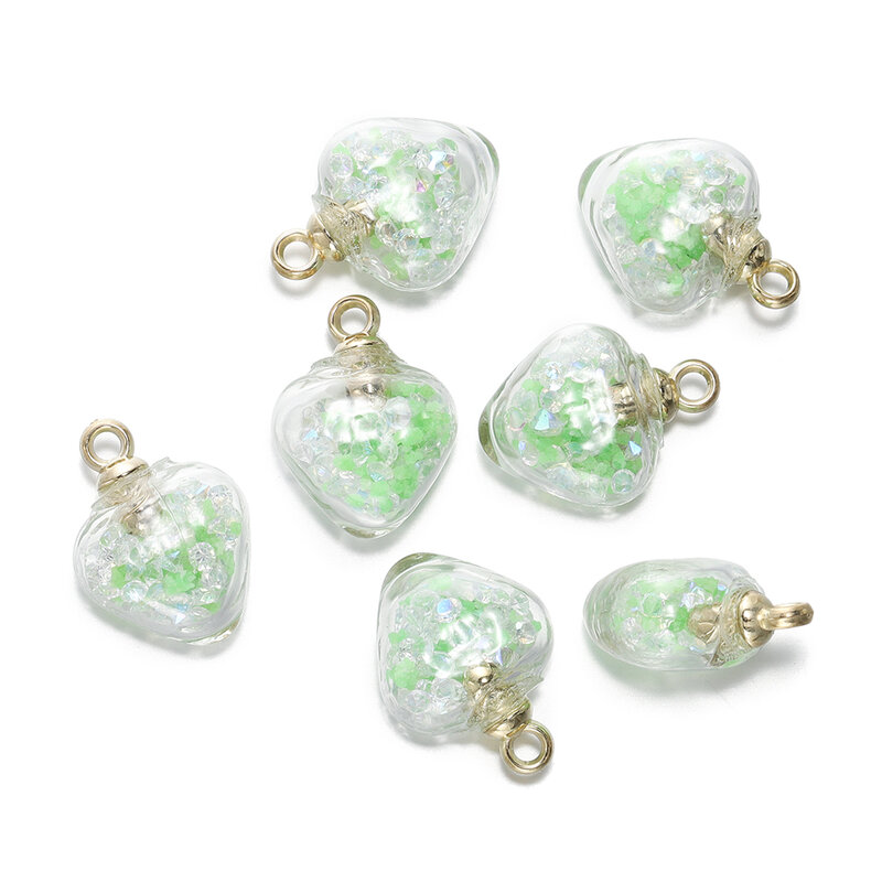 Breloques en verre transparent Quicksand, coeur, 15x20mm, accessoires pour boucles d'oreilles, collier, pendentif, bijoux à bricoler soi-même, exécutif, 10 pièces