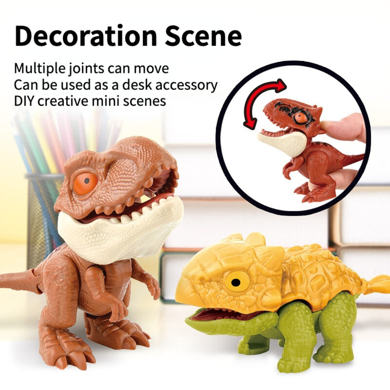 Dinosaurio Jurásico Dino Animal Figure Model Park Toy, morder a mano Tricky Elephant camaleon hipo Mosasaurus Finger, Gift for Boys