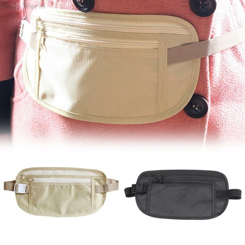 1 packs de cintura de viagem invisível bolsa de cintura para passaporte dinheiro cinto saco de segurança escondida carteira casual para homens