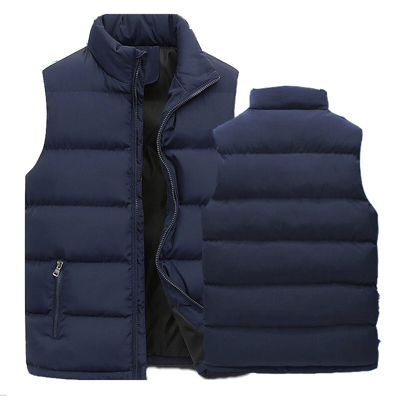Men's Sleeveless Zipper Down Vest Autumn Winter Warm Solid Color Jacket Stand-up Collar Puffer Vest Coats 2023 Male Clothing