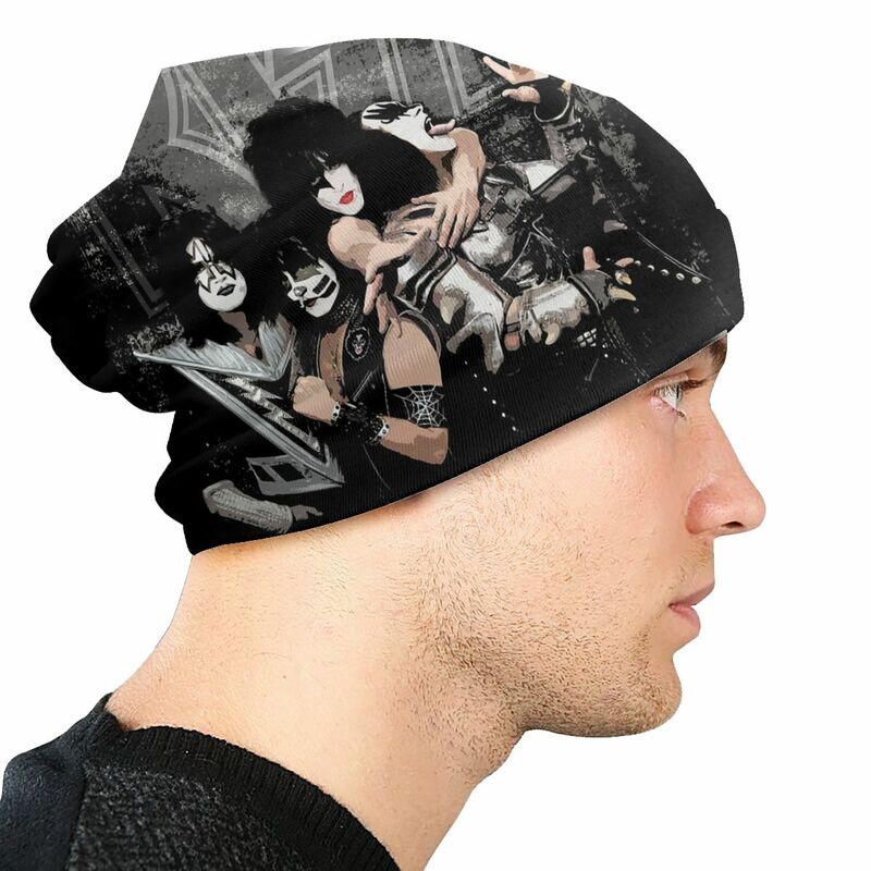 Kiss Rock Band Unisex Bonnet Running cappelli sottili a doppio strato per uomo donna