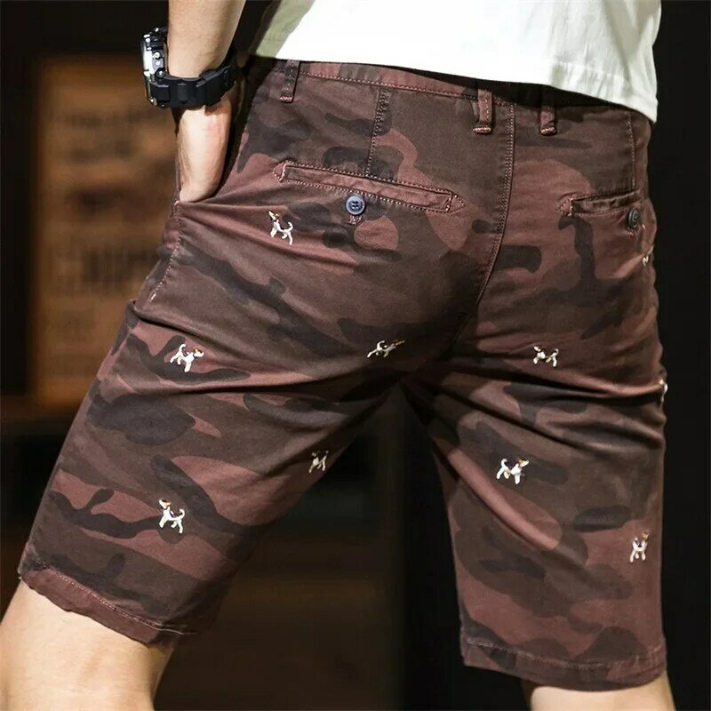 Men's Summer New Cargo Shorts Camo Youth Fashion Leisure Slim Fit Pure Cotton Breathable Camouflage Big Size Pants Casual Shorts