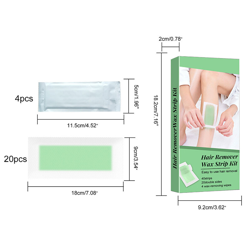 40Pcs/Set Professional Hair Removal Double Sides Cold Wax Strips Depilatory Paper Beauty Tools For Face/Legs/Bikini/Arm/Neck