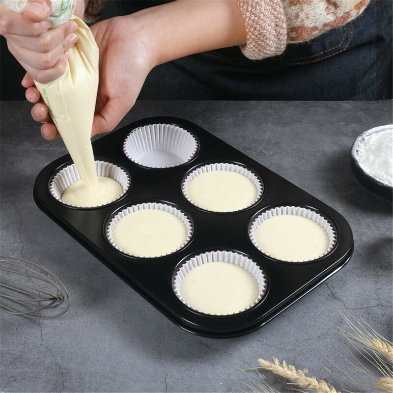 6/12 tazza Cupcake Pan Muffin vassoio Cupcake stampo Muffin Pan teglia in acciaio al carbonio antiaderente Bakeware Biscuit Pan torta a microonde
