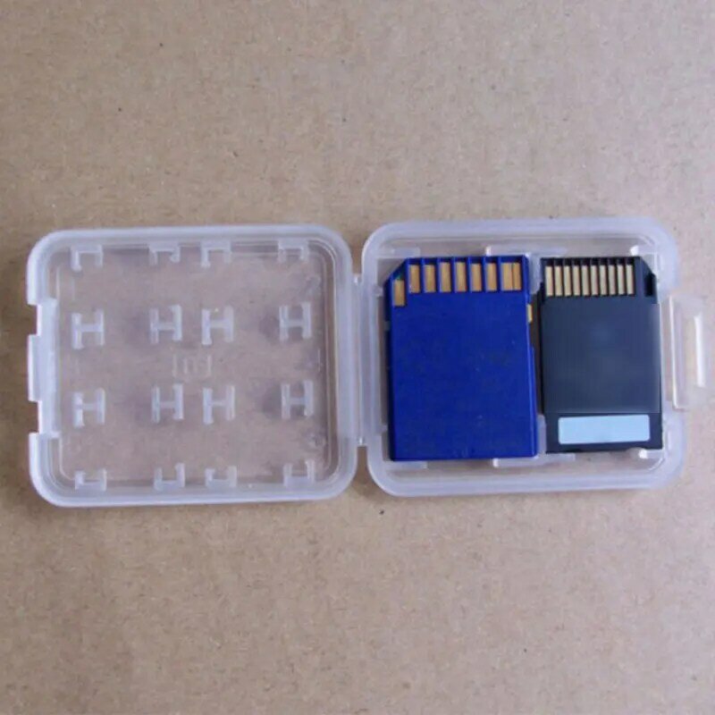 플라스틱 투명 미니 보호 홀더, SD SDHC TF MS 메모리 카드 보관 케이스 박스 가방, 8 in 1, 2PCs