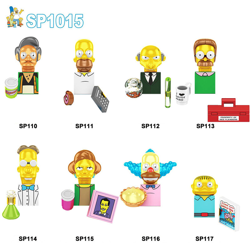Os Simpsons Mini blocos de construção para crianças, Os Simpsons brinquedos, Anime, diversão, presente de aniversário, novo estilo, SP1015