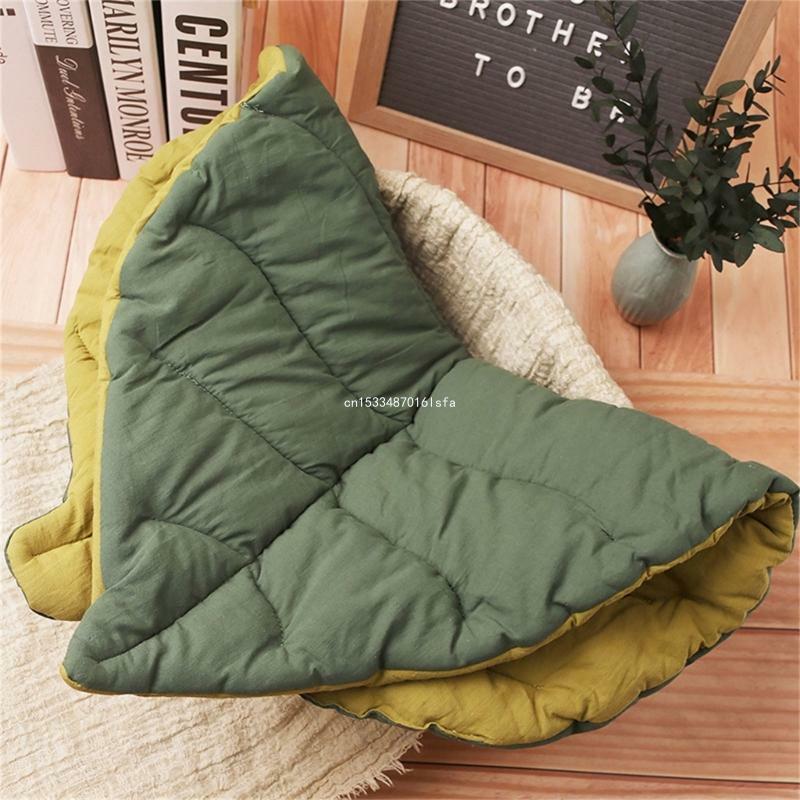 Cotton Blanket Green Color Leaf Shaped Sofa Ins Style Large Leaves Blanket Dropship