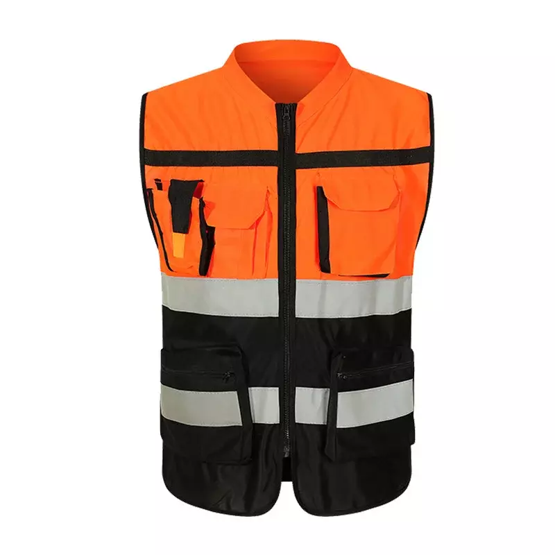 Chaleco reflectante de seguridad de alta visibilidad, chaleco reflectante de diseño con bolsillos, ropa de ciclismo de seguridad para el tráfico al aire libre