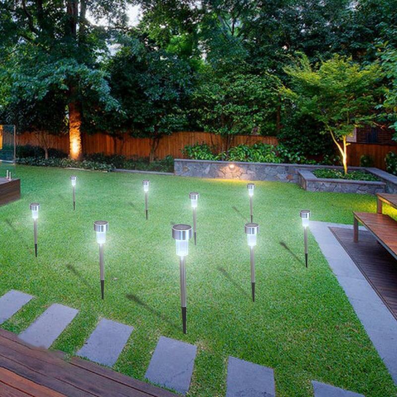 Lot de 24 lampes solaires LED en acier inoxydable, étanches, éclairage d'extérieur, luminaire de paysage, idéal pour un jardin, une allée, une cour ou un sentier