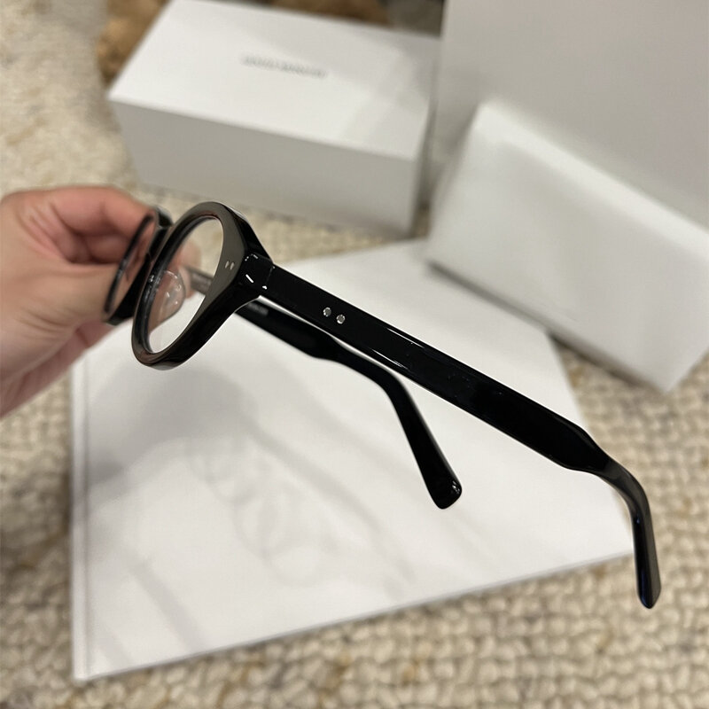 MM111 kacamata bingkai Vintage elips asetat kacamata biru cahaya untuk pria dan wanita mode optik kacamata