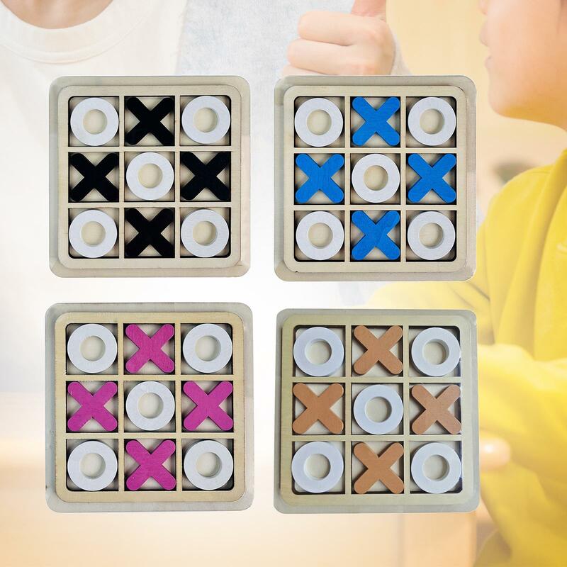 Drewniana gra planszowa Tic TAC Toe zabawki edukacyjne łamigłówka puzzli zabawka stołowa XO