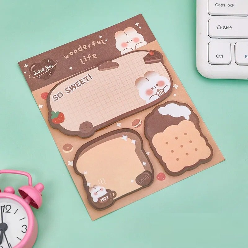 Cute Cartoon Sticky Notes Mini Kawaii Rabbit Bear Memo Pad Self Adhesive   Message Sticker Office School Supplies Stationery