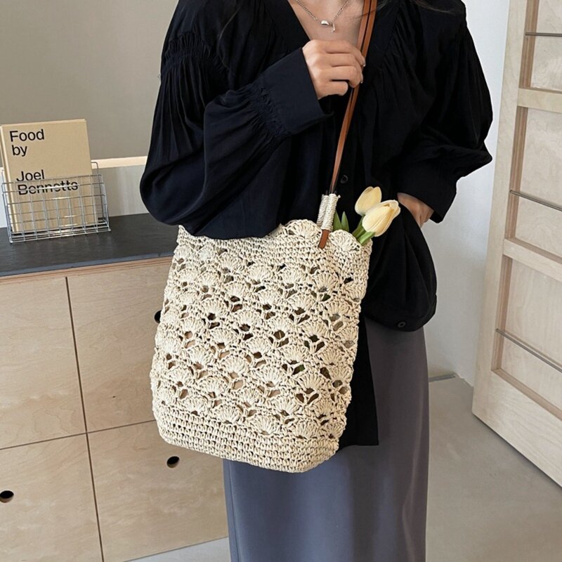 Large Capacity Knitted Shoulder Bag 2024 Knitted Trendy Tote Bag Casual Beach Bag Party