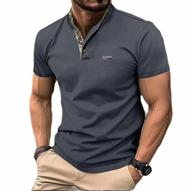 Men's T-shirt New Polo shirt High quality men's short sleeve polo breathable top Business casual sweat absorption polo shirt for