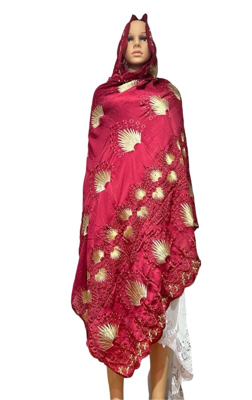 Dubai afrikanischen muslimischen Schal Wrap Cording Stickerei Schal hochwertige heiße Verkäufe muslimischen Schal 100% Baumwolle großen Schal afrikanischen Frauen