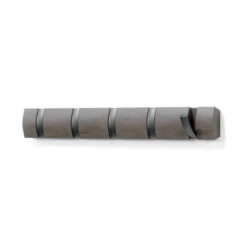 Стильный Серый настенный флип-стеллаж с 5 крючками для функционального настенного декора