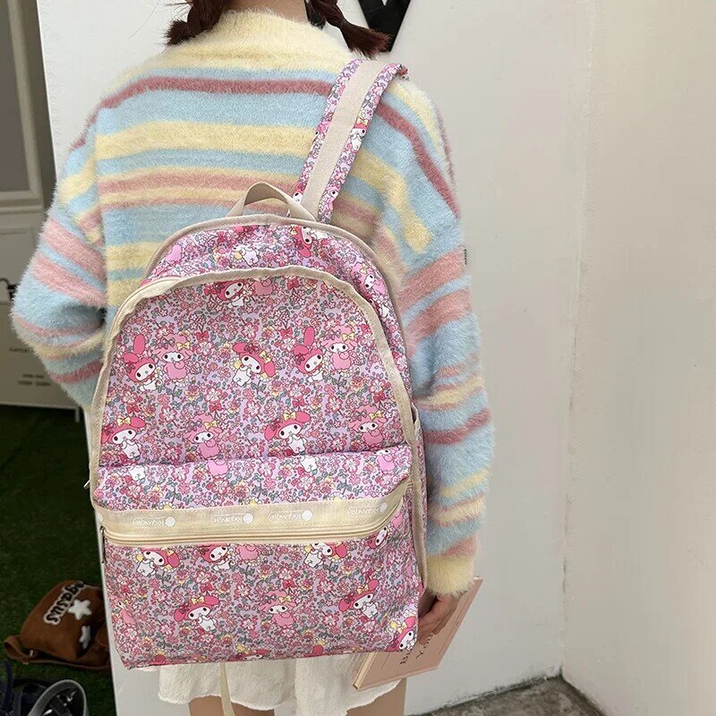 Sanrio tas punggung siswa, ransel kuliah kapasitas besar, anti air, kasual, ringan, kartun, tas sekolah murid Melody baru