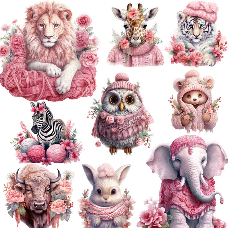 20 buah/pak stiker hewan Woolly merah muda hangat DIY kerajinan buku tempel Album sampah jurnal stiker dekorasi