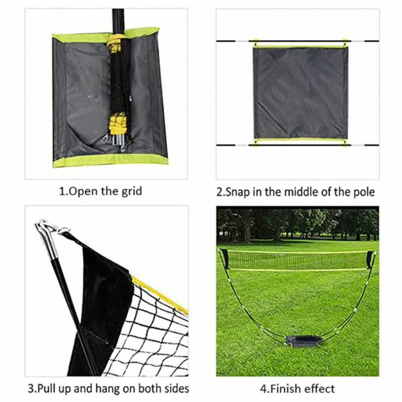 Jaring voli luar ruangan lipat dapat disesuaikan, jaring Badminton tenis, jaring berdiri untuk taman rumput pantai luar ruangan