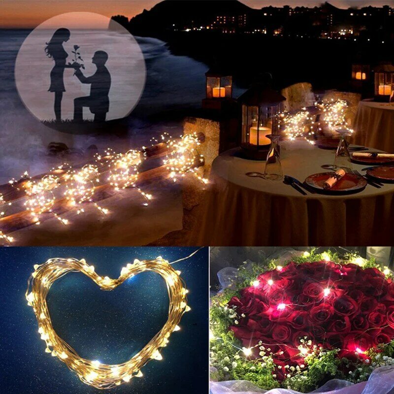 Cadena de luces LED de alambre de cobre, iluminación de vacaciones, hadas para guirnalda de árbol de Navidad, decoración de fiesta de boda, 1 M, 2 M, 3 M, 5 M, 10 M, 20 M, 30M