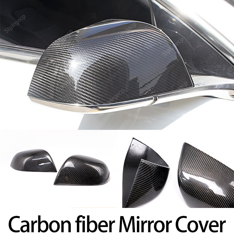 Real genuína fibra de carbono espelho retrovisor sideview caso capa para tesla tesla modelo y modelo 3 x modelo s acessórios